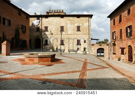 Architectural detail in Gambassi Terme medieval village, Tuscany, Italy, Europe