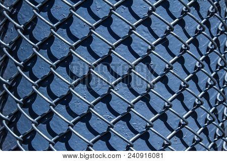 Grid On The Gray Lamp Post As A Protection Against Labels