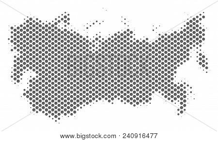 Schematic Ussr Map. Vector Halftone Territorial Scheme. Silver Pixel Cartographic Concept. Abstract 