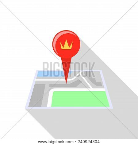 Royal Palace Map Pin Icon. Flat Illustration Of Royal Palace Map Pin Vector Icon For Web Design