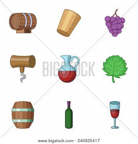 Home Alcohol Icons Set. Cartoon Set Of 9 Home Alcohol Vector Icons For Web Isolated On White Backgro