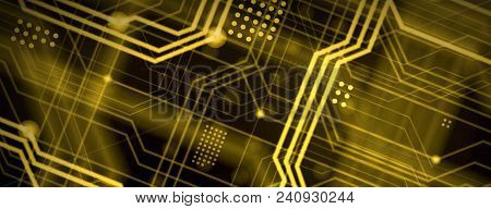 An Abstract Technological Background Consisting Of A Multitude Of Luminous Guiding Lines And Dots Fo