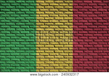 Mali Flag Is Painted Onto An Old Brick Wall
