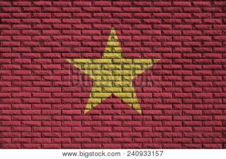 Vietnam Flag Is Painted Onto An Old Brick Wall