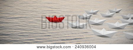 Composite image of digital composite image of paper boats