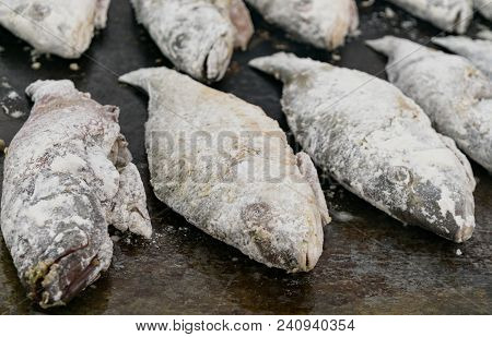 Cooking Fried Fish Smelt Rolled In Flour