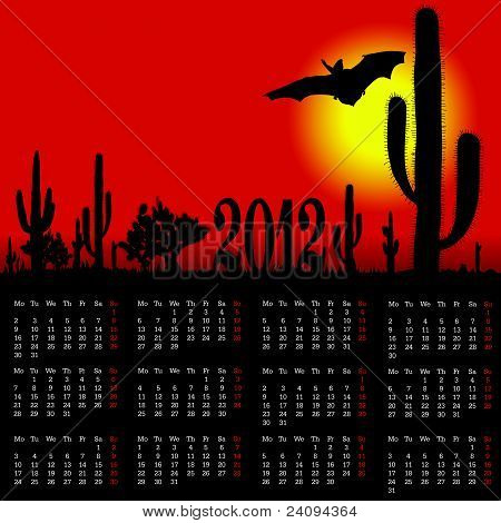 Kalendář 2012 s kaktusy a Bat