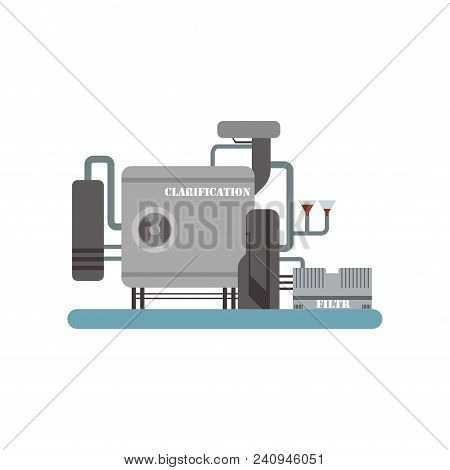 Clarification Process, Winery Production Equipment Vector Illustration Isolated On A White Backgroun