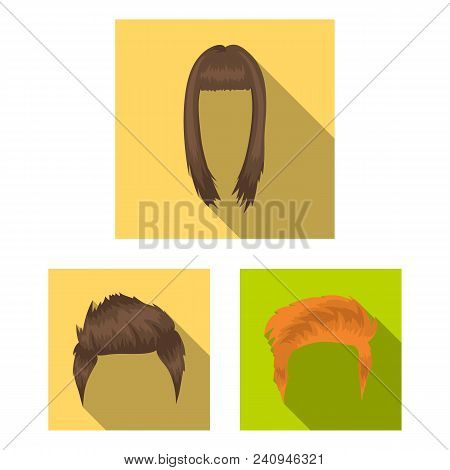 Mustache And Beard, Hairstyles Flat Icons In Set Collection For Design. Stylish Haircut Vector Symbo
