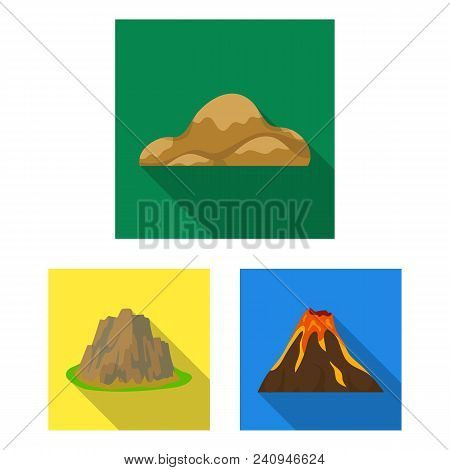 Different Mountains Flat Icons In Set Collection For Design.mountains And Landscape Vector Symbol St
