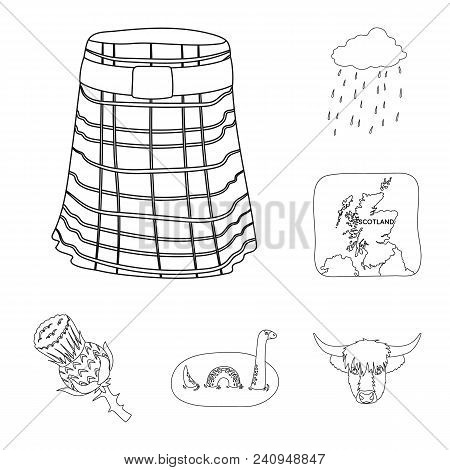 Country Scotland Outline Icons In Set Collection For Design. Sightseeing, Culture And Tradition Vect