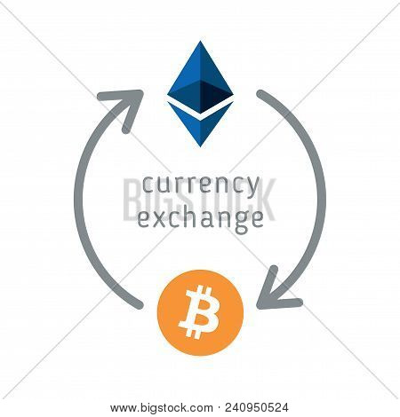 Bitcoin And Ethereum Currency Exchange. Cryptocurrency Converting. Bitcoin And Ethereum Cions Symbol