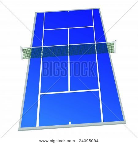 Tennis Court Blue Color Vector Illustration