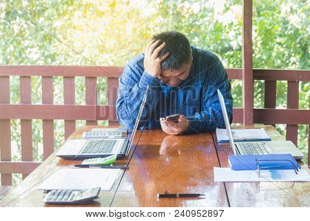 Stressed Businessman Having Problems And Headache, Erroneous Administration