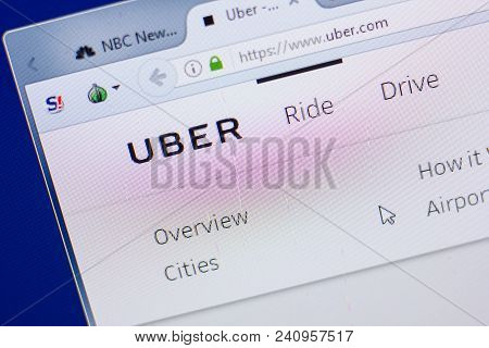 Ryazan, Russia - May 13, 2018: Uber Website On The Display Of Pc, Url - Uber.com