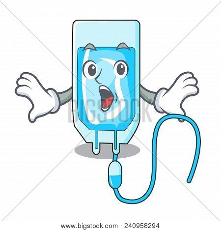 Surprised Infussion Bottle Mascot Cartoon Vector Illustration