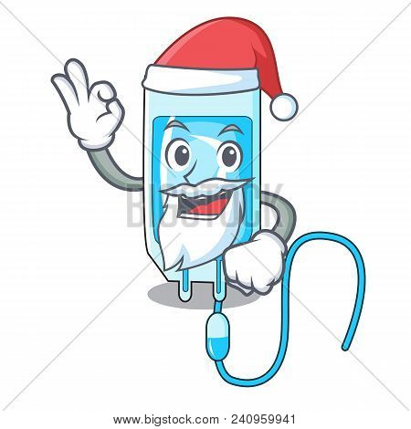 Santa Infussion Bottle Mascot Cartoon Vector Illustration