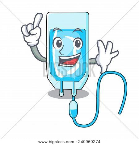 Finger Infussion Bottle Mascot Cartoon Vector Illustration