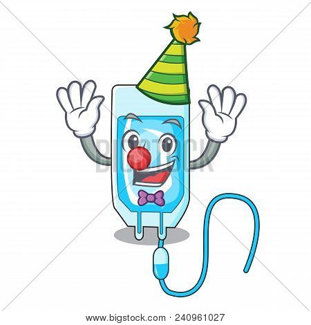 Clown Infussion Bottle Mascot Cartoon Vector Illustration
