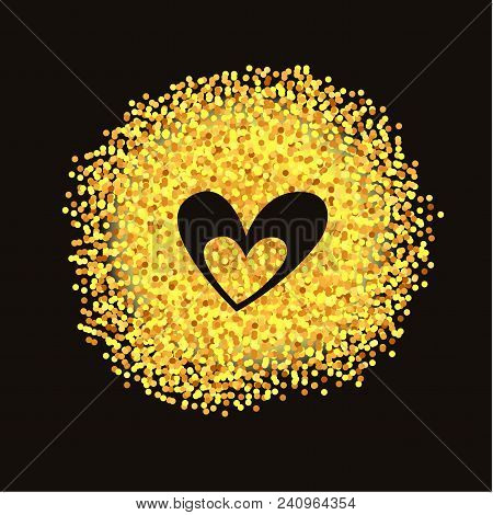 Vector Heart On Golden Background. Perfect For Any Romantic Cards, Banners, Posters