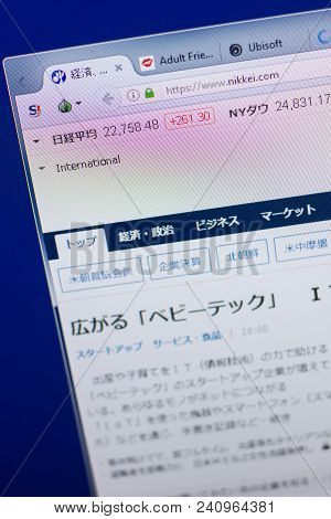 Ryazan, Russia - May 13, 2018: Nikkei Website On The Display Of Pc, Url - Nikkei.com