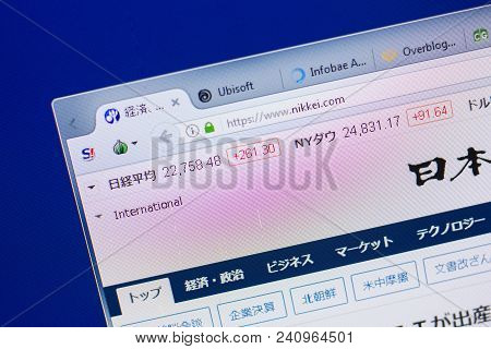 Ryazan, Russia - May 13, 2018: Nikkei Website On The Display Of Pc, Url - Nikkei.com