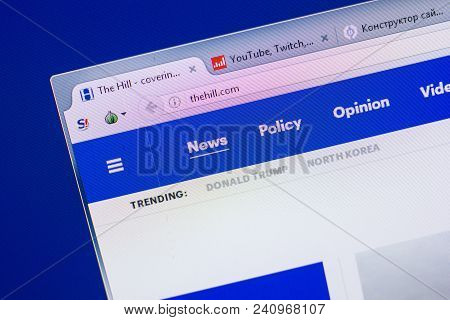 Ryazan, Russia - May 13, 2018: Thehill Website On The Display Of Pc, Url - Thehill.com