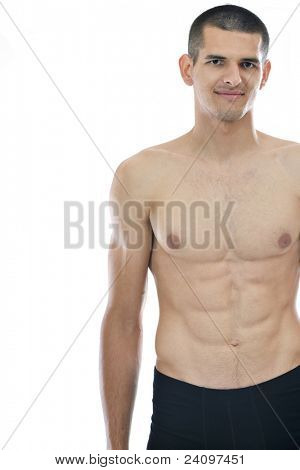 健康な若い人下着 islated スタジオで白い背景の上に収まる