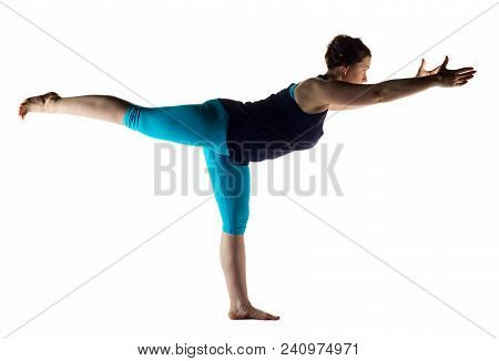 The Tuladandasana Or Balancing Stick Pose Is An Advanced Yoga Posture Performed Of 40-year Woman, Is