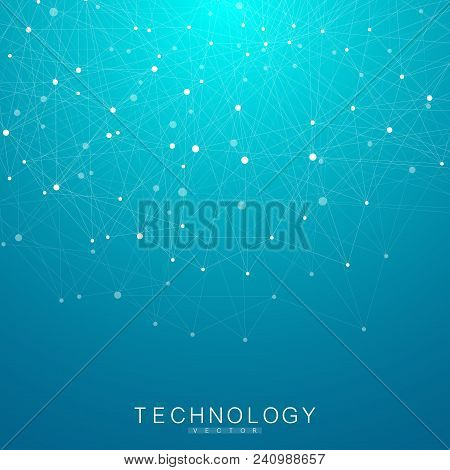 Abstract Polygonal Background With Connected Lines And Dots. Plexus Structure And Communication Back