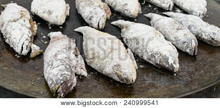 Cooking Fried Fish Smelt Rolled In Flour