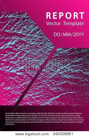 Annual Report Cover Design. Plastic Pink Black Blue Synthwave Texture. Cover With Headline Sample Te