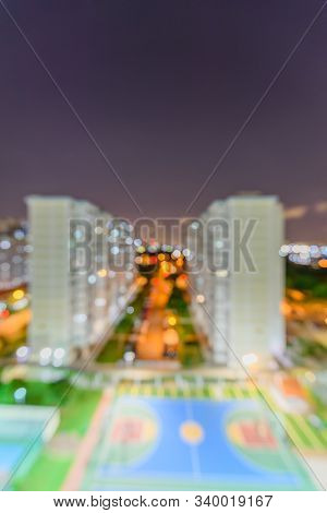 Blurry Background With Copy Space Of Eunos Hdb Complex In Singapore At Evening