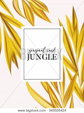 Modern Vecor Realistic Palm Leaves Minimal Card Design, Banana Leaf Contrast Yellow Splash Template 