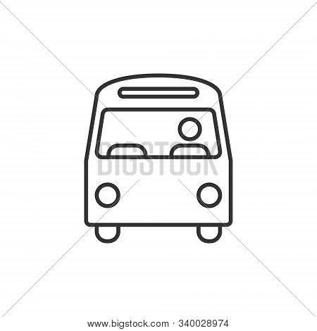 Bus Icon In Flat Style. Coach Vector Illustration On White Isolated Background. Autobus Vehicle Busi