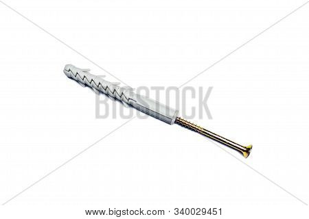 Wall Plug Made Of Plastic And Metal On White Background