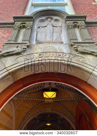 Main Entrance To The Begijnhof. It  Is One Of The Oldest Hofjes In Amsterdam. A Group Of Historic Bu