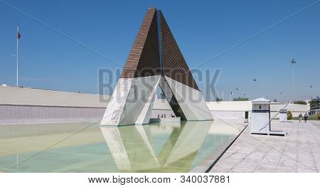 Architectural Detail Of The Monument To The Glory Of Overseas Fighters In Lisbon, Portugal