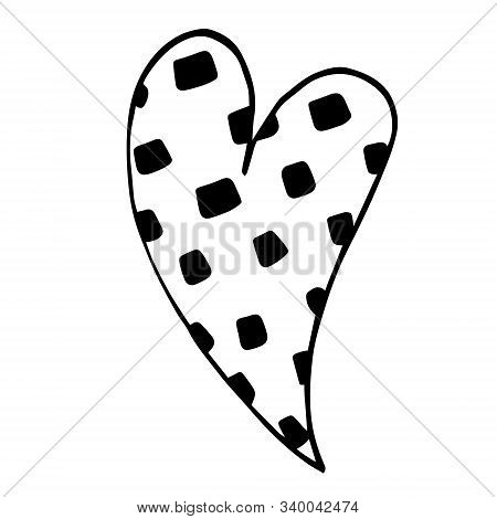 Hand Drawn Black And White Doodle Heart. Vector Illustration. Scribble Heart. Love Concept For Valen