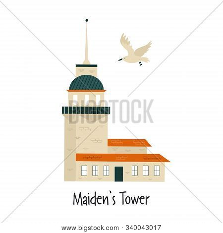 Vector Illustration Of Maidens Tower In Istanbul