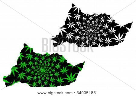 Adamawa Region (regions Of Cameroon, Republic Of Cameroon) Map Is Designed Cannabis Leaf Green And B
