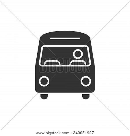 Bus Icon In Flat Style. Coach Vector Illustration On White Isolated Background. Autobus Vehicle Busi