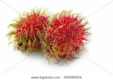 Rambutan Sweet Fruit Isolated On White Background