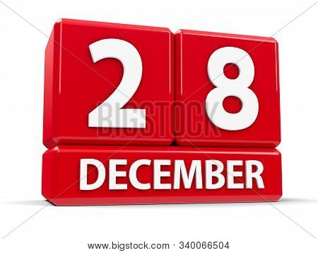 Red Cubes - The Twenty Eighth Of December - On A White Table - International Cinema Day, Three-dimen