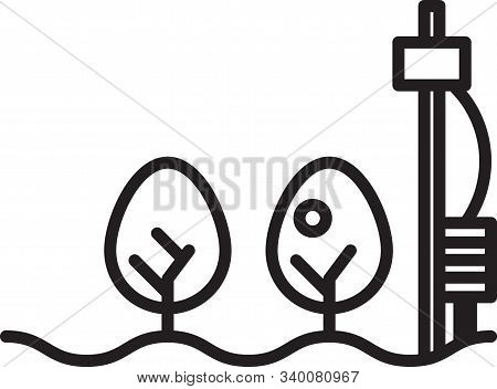 Black Line Standalone Sensor And Plant Icon Isolated On White Background. Vector Illustration