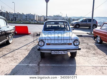 Samara, Russia - October 26, 2019: Soviet Retro Automobile Zaz-968m Parked Up At The City Street