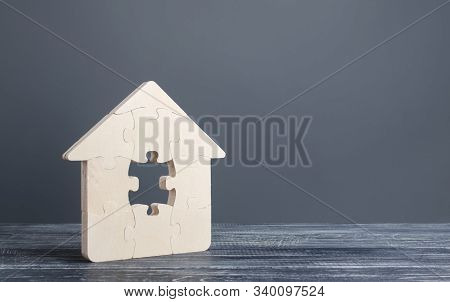 Puzzle House With A Missing Piece. Purchase Or Construction Comfortable Dream Home. Mortgage Loan Pu