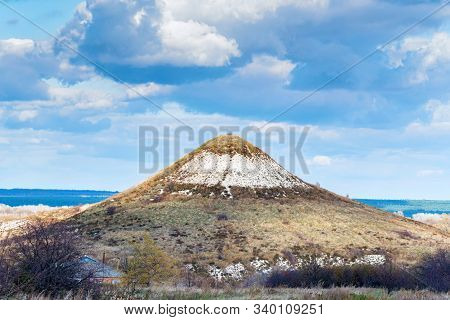 Distant View Of Chalk Butte Hill In Autumn