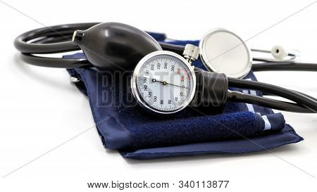 Tonometer, Blood Pressure Measuring Instrument On A White Isolated Background