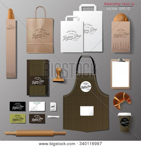 Bakery Corporate Branding Identity Template Design Set. Take Away Mock Up